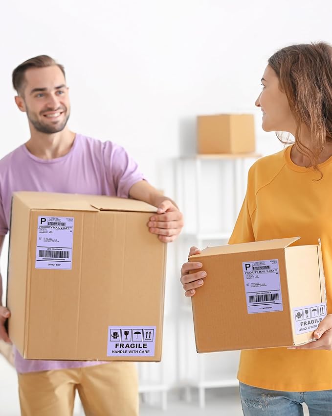 Phomemo 4x6 Thermal Labels for Shipping Label Printer - 500PCS Purple Mailing Labels - 4x6 Direct Thermal Labels Fanfold Compatible with Rollo,MUNBYN,iDPRT,JADENS,POLONO - Water/Oilproof - NO BPA/BPS