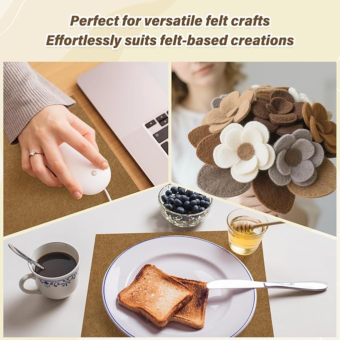 XSEINO 13 Rolls Dark Brown Felt Fabric,8"x35"(20.5x90cm) 1.4mm Thick Soft Felt Fabric Sheet for Crafts,Dark Brown Series Colors Soft Nonwoven Fabric,Fit for Decoration, Sewing, DIY Crafts