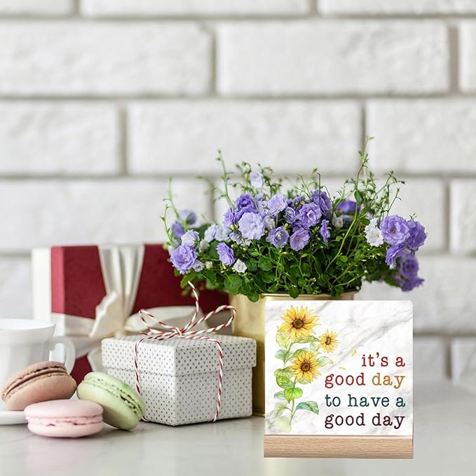Office Motivational Desk Decor Inspirational Quotes Office Sign Positive Gifts For Women Desk Signs For Office Decorations For Work Its A Good Day To Have A Good Day Good Vibes Sign Sunflower Home Office Decor