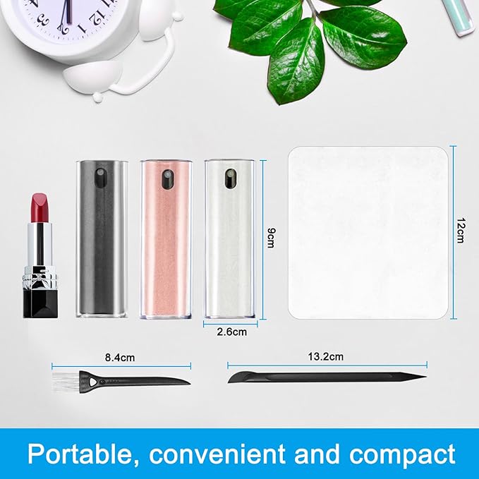 walrfid 3Pcs Car Screen Cleaner, Computer Screen Cleaner Spray and Wipe, Laptop Cleaner Kit for Cleaning iPad, iPhone, Cellphone, MacBook, Car Display, Electronic Device Screen, Grey Pink Cream