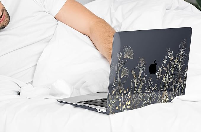 DONGKE Compatible with MacBook Air 13 inch Case 2021 2020 2019 2018 Release A2337 M1 A2179 A1932 with Retina Display & Touch ID, Plastic Hard Shell & Keyboard Cover - Floral Blooming