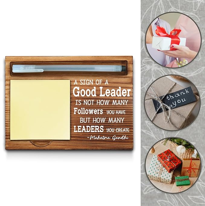 A Good Leader Sticky Note Holder, Leader Office Decor, Leader Gifts, Leader Thank You Appreciation Gifts for Women Self-Stick Note Pad Holders WPP24