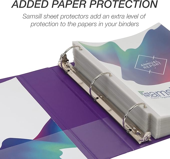 Samsill Durable 2 Inch Binder, Made in The USA, D Ring Binder, Customizable Clear View Cover, Purple, 12-Pack, Holds 475 Pages