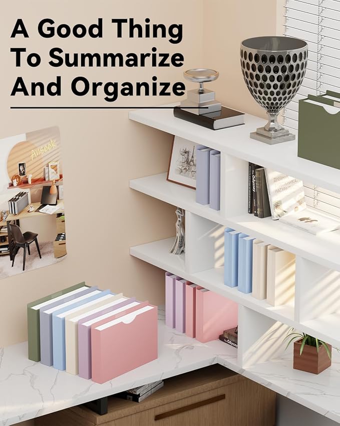 Ansook Plastic 2 Inch Manila File Jackets,Letter Size,Expanding File Jacket, Lightweight,Reinforced Straight Cut Tab,Heavy Duty 2 Inch Expansion Pocket,Poly File Jacket,12 Pack,Morandi Assorted Color