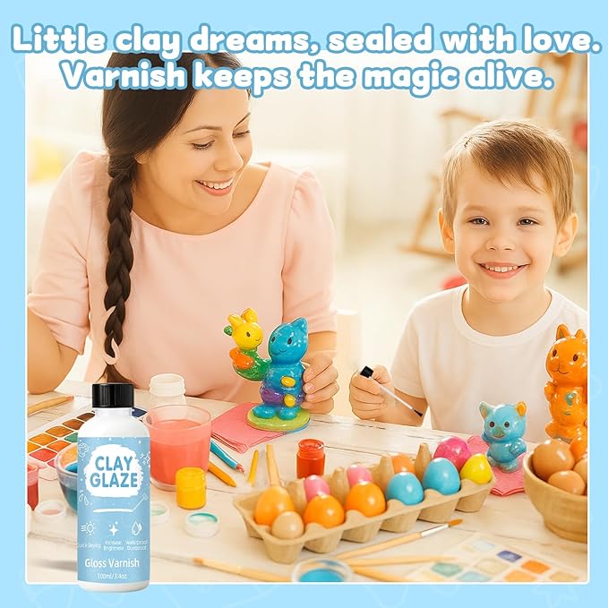 100ml Air Dry Clay Glaze, Clay Varnish Used to Prevent Clay Cracking, Scratches, and Wear, Improve Clay Gloss, for Ceramics, Oil Paintings, Wood
