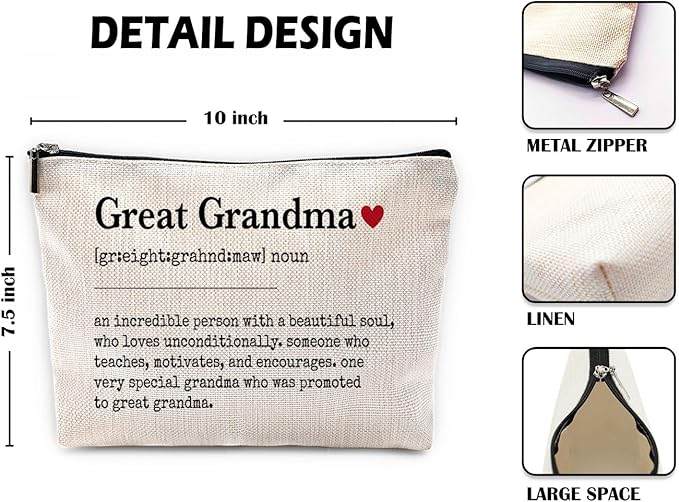Sufamb Grandma Makeup Bag - Gift for Great Grandma, Mother's Day, Birthday - Small Cosmetic Bag for Purse