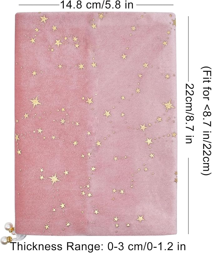 BLBMH Book Covers for Paperbacks Fit for 5.5x8.5 inch Book Bible Adjustable Book Sleeve Cover for Women Over 15 Soft Cloth Protector for Bible Novels - Stars Pink