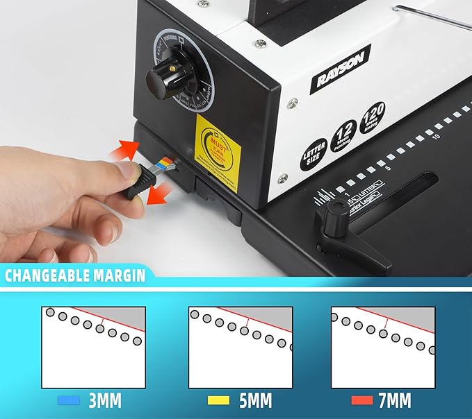 Rayson TD1202 Binding Machine, 3:1 Pitch Wire Binder, Punching 12 Sheets/Binding 120 Sheets with Sturdy Metal Construction