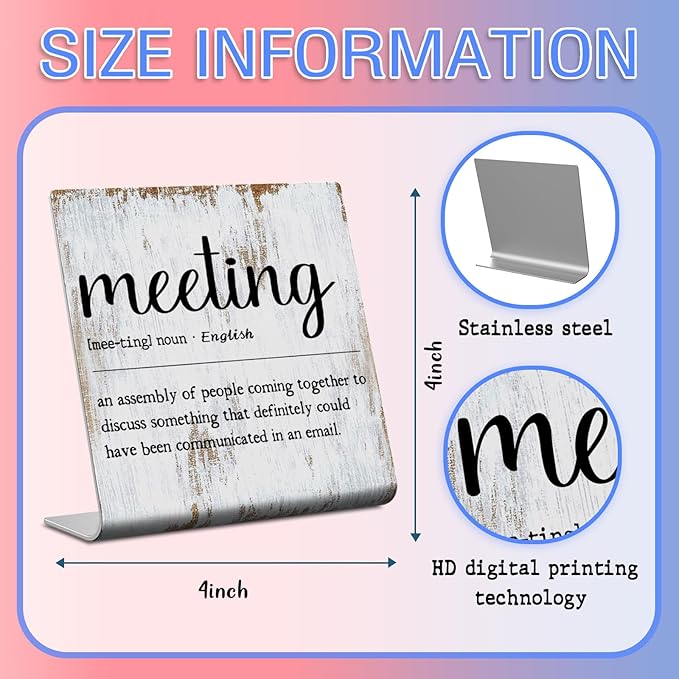 meeting Definition Office Sign Plaque, office gifts for coworkers desk funny,Gift for Women Men,Cute Office Tabletop Decor,Motivational Office Desk Decor XUV82