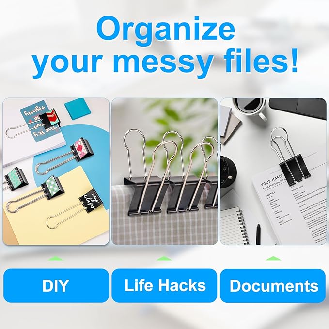 OWLKELA 2.4 inch Extra Jumbo Binder Clips 4 Pcs, Large Paper Clip, Big Paper Clamps, Binder Clips Large Size for Home, School and Office Supplies