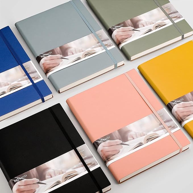 EMSHOI Dotted Journal Bullet Notebook, B5 Large Softcover Leather Journal, 192 Numbered Pages 100gsm Thick Dot Grid Notebook for Drawing Women Men Work School Supplies, 7.48"x10.15"-Green