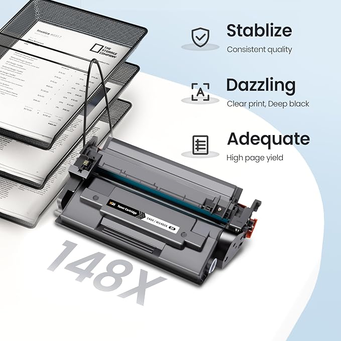 XJI 148X(with Chip) 2 Pack High Yield Compatible Toner Cartridges Replacement for HP 148 X A W1480X 148A W1480A Ink, for Laser Jet Pro 4001dn 4001dw 4001n MFP 4101dw 4101fdw 4101fdn Printer Black