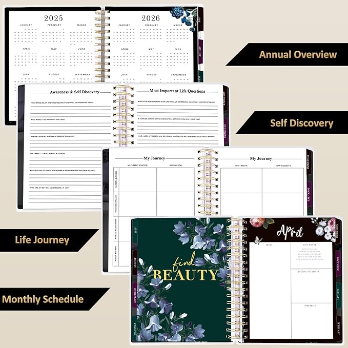 Planner 2025-2026, 18 Months Large Academic Daily Weekly Monthly Planner Organizer, July. 2025 - Dec. 2026, 8.5x9.8" Agenda with Page Tabs, Separator Page, Pocket Folder, Bookmark, Stickers & Sticky Note Set