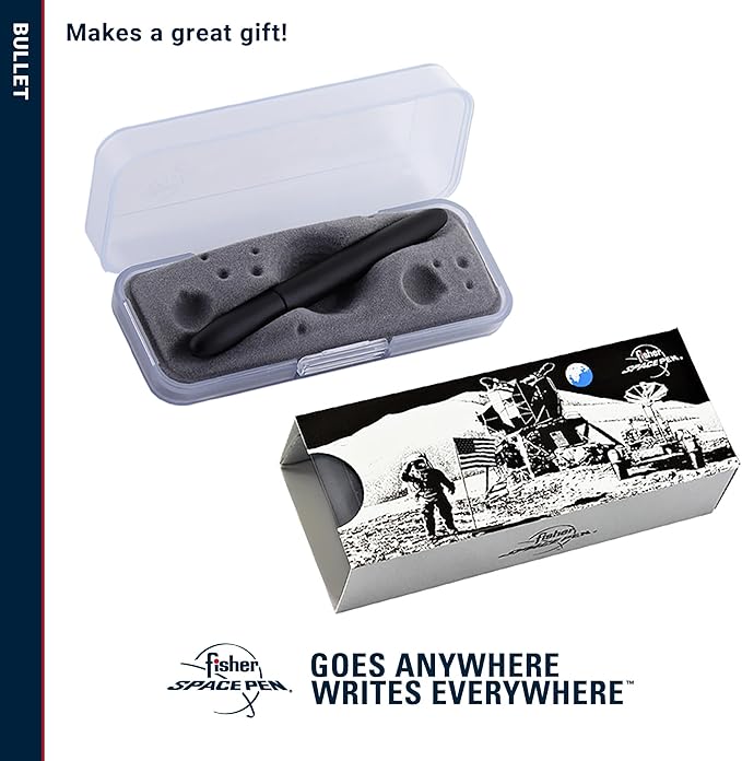 Fisher Space Pen Bullet Pen, Ballpoint, Brass, Matte Black, Black Ink, Gift Box