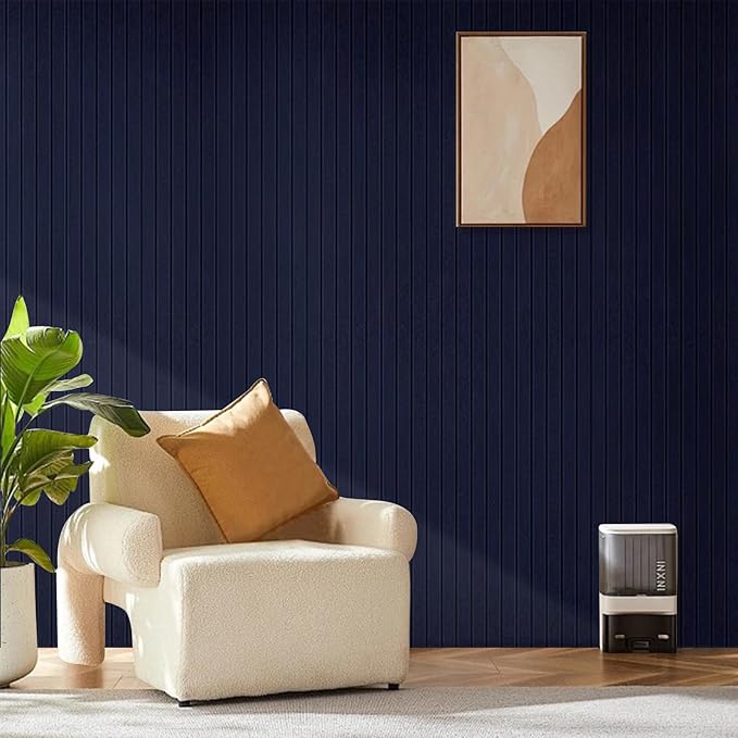 Large Cork Board for Office,8 Pack Felt Wall Tiles with Slat Wall Paneling,Felt Bulletin Board Pin Board Cork Boards for Walls - Dark Blue