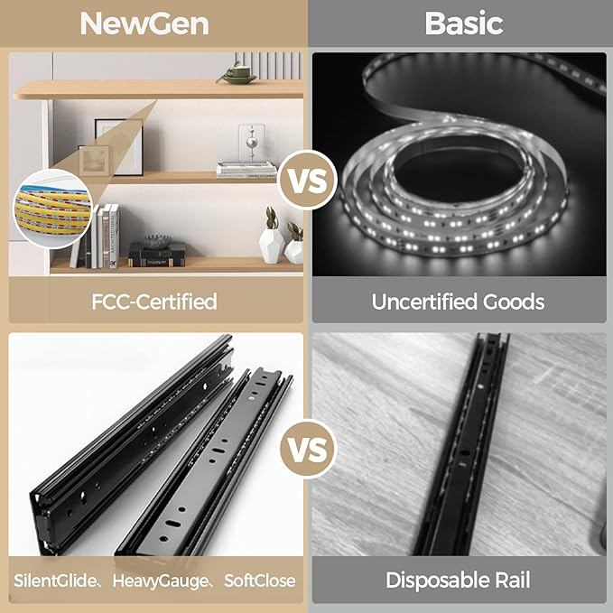 Modern Reception Desk with LED Lights - 47" Front Desk Reception Counter with Dual Display Shelves & Hidden Cable Management, Lockable Drawer & Storage Cabinet for Office, Salon, Spa, Retail, Left