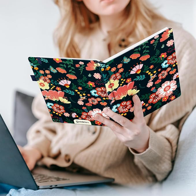 Address Book with Individual Alphabetical Tabs Laminated, Large Print Address Book with 468 Wide Lining Entry Spaces, Change of Address Labels, Hardcover Address Book 5.7 x 8.5" - Floral