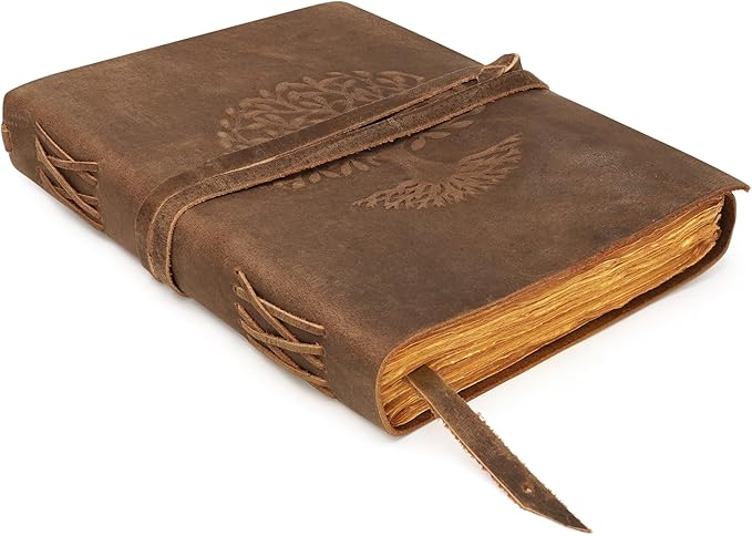 LUXEORIA Tree Of Life Leather Journal for Women and Men, Handcrafted Leather Journal for Writing Womens, Sketchbook, Travel Diary with Unlined Deckle Paper, Distressed Brown 7x10