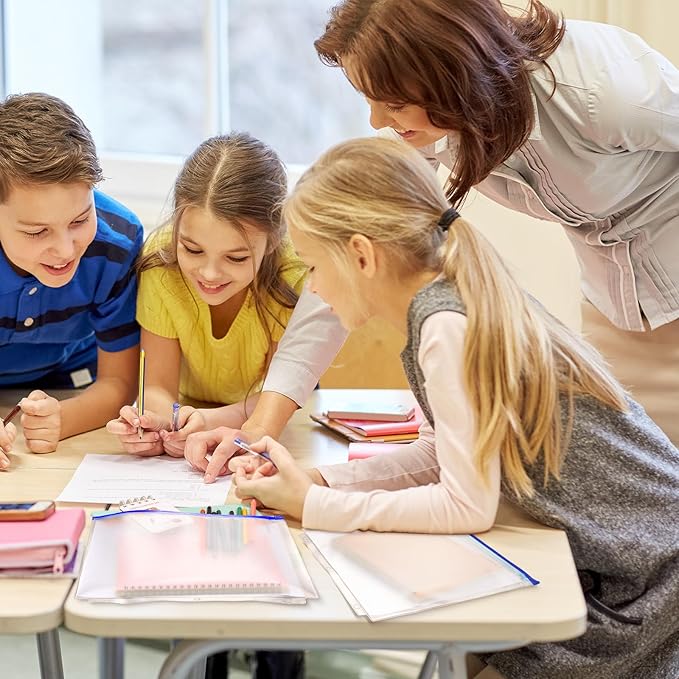 40 Pieces Binder Pockets 3 Hole Zipper Pouch 3 Ring A4 Pockets with Zipper Binder Folders Plastic Pouches Loose Leaf Bags Waterproof PVC Document Filing Bag(Blue,A4)