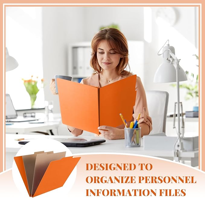 Skyygemm 24 Pcs Classification Folders Letter Size, 2 Pocket Dividers Pressboard File Folder with Fasteners, Expanding File Organizer Bulk for Teachers, Clergy, Office, Church, Christmas (Orange)