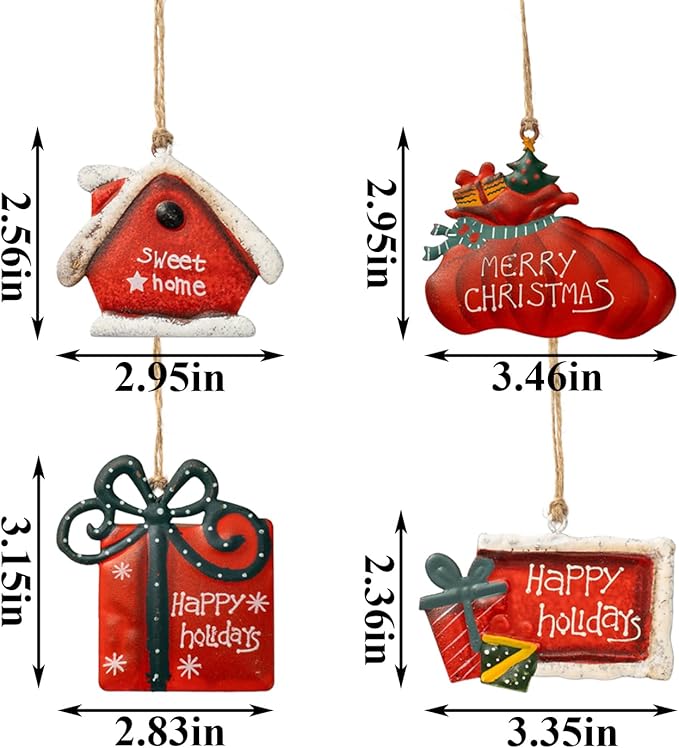 Christmas Tree Ornaments Tin Santa Snowman Decorations Hanging Pendants Ornaments Christmas Hanging Ornament Xmas Holiday Décor