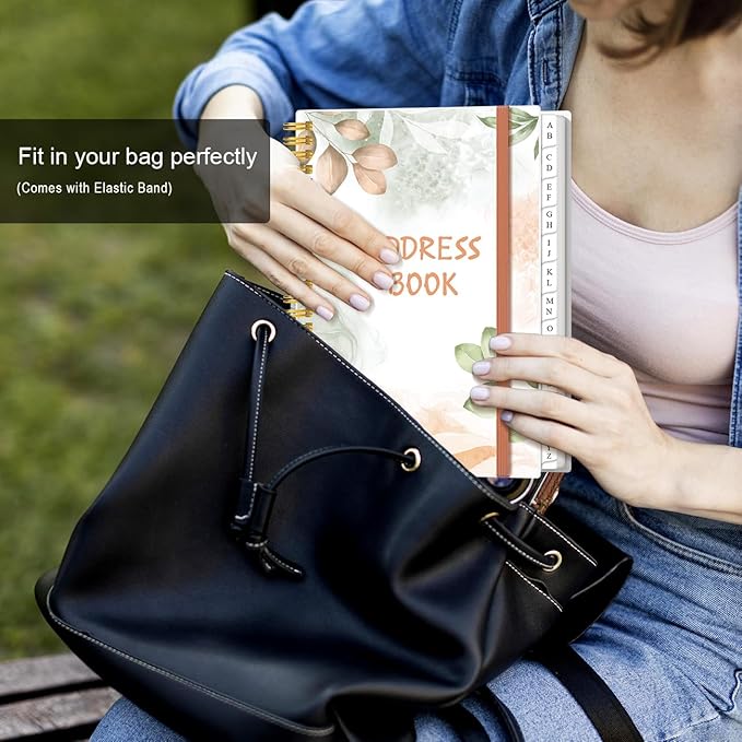 Address Book with Alphabetical Tabs - A5 Telephone & Address Book with Address Contacts, Special Date, Phone, Birthday & Internet Login Password for Home and Office, 6.2" x 8.5", Rose Leaf