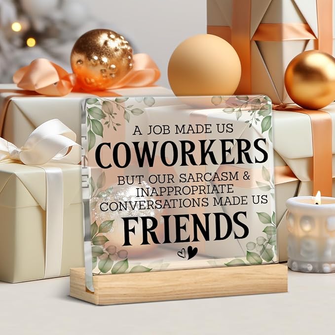 Friendship Gifts for Coworkers Work Friends, Work Besties Gifts for Women, a Job Made Us Coworkers Acrylic Desk Sign Decor
