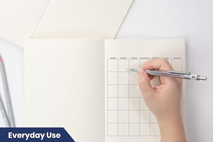 Pacific Arc Chromograph Metal Mechanical Pencil .9 mm Silver Barrel Mechanical Pencil with Built In Lead Pencil Grade Indicator, Lead Pencil Holder for Drafting, Sketching, and Drawing