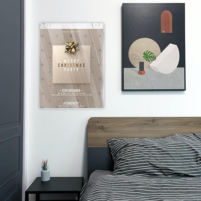 PecMuikee Acrylic Sign Holder 8.5x11, Wall Mount Acrylic Sign Holder and Plastic Paper Display Ad Frame bonus with 3M Tape and Mounting Screws for Restaurants, Office, Market, Library, Store, 20 Pcs