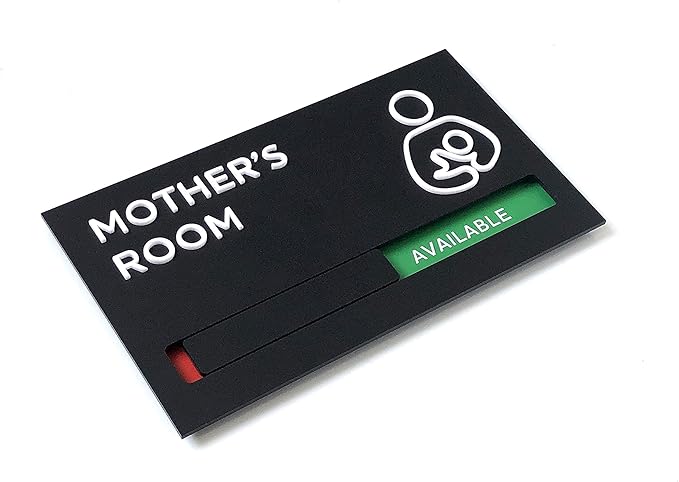 Kubik Letters Premium Mothers Room Sign with Slider for Dual Messages Room Status (AVAILABLE or IN USE)