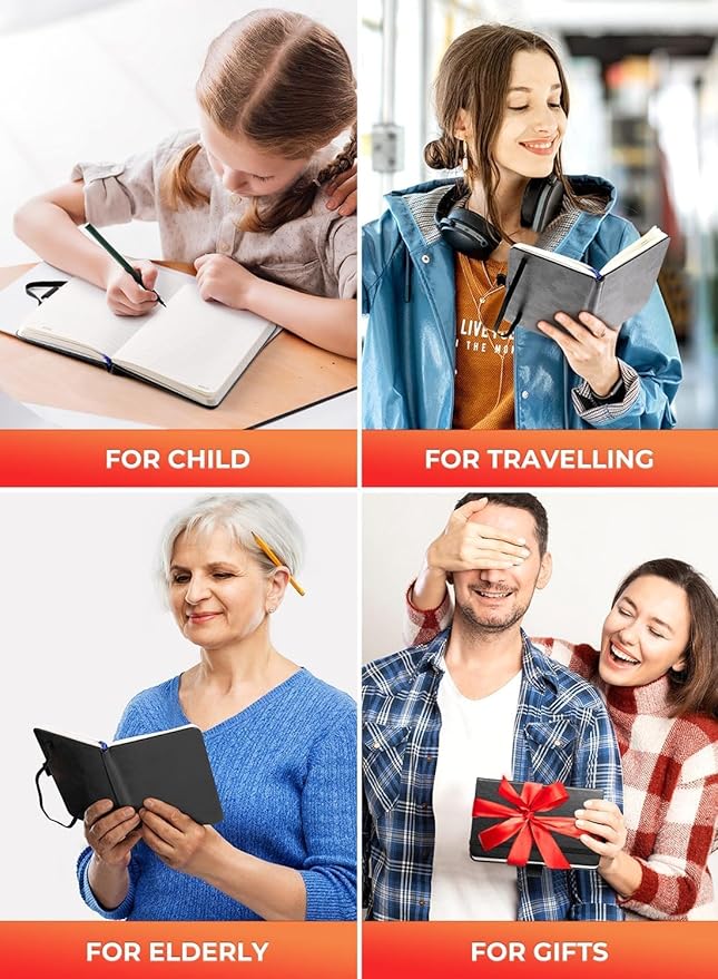 AISBUGUR Pocket Notebook, Small Notebook, 2-Pack Total 320 Pages,3.7" x 5.7" Pocket Notebook (4Pack, 4Black)