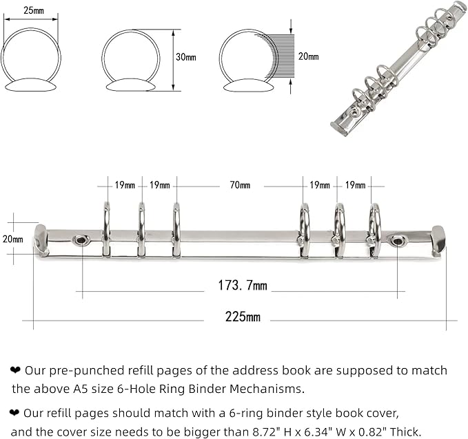 Happyaokeland Address Book Refill Pages 648 Contacts (236 Replacement Pages of Addresses, Birthday, Email) Durable Dividers with Alphabetical Tabs Large Print Refillable Pages Fits A5 6-Ring Binder