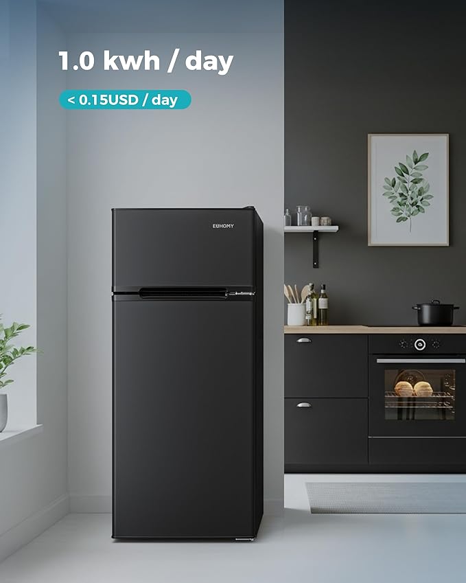 EUHOMY Mini Fridge with Freezer, 4.5 Cu.Ft Mini Refrigerator fridge, 2 door For Bedroom/Dorm/Office/Apartment - Food Storage or Cooling drinks, Black