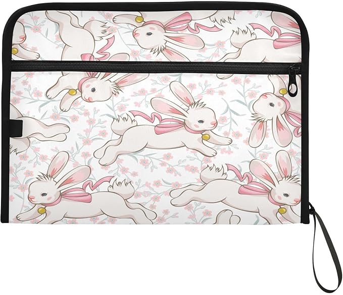 Accordion File Folder 13 Pockets Expanding File Folder with Sticky Labels Document Organizer Letter Size A4 Papers Expandable File Keeper,Running Bunny
