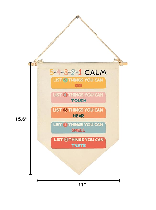 Calming Corner Decor-Coping Techniques Wall Art for Kids-Calm Down Skills-Classroom Management Sign-Flag Decor Gift for Kids Boys Girls - Banner Wall Sign Gifts for Classroom