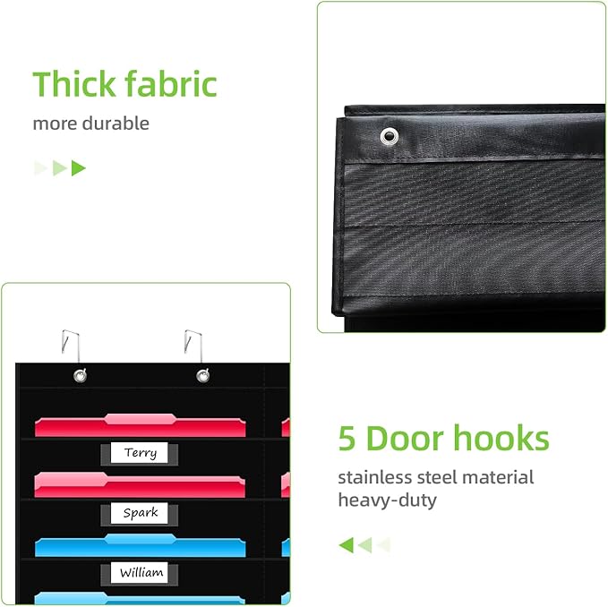 REGELETO 36 Pockets File Storage Pocket Chart with 36 Nametag Pockets, Hanging Wall File Organizer for Classroom and Office, Organize Your Assignments, Files, Scrapbooks, Paper (Black-36 Pockets)