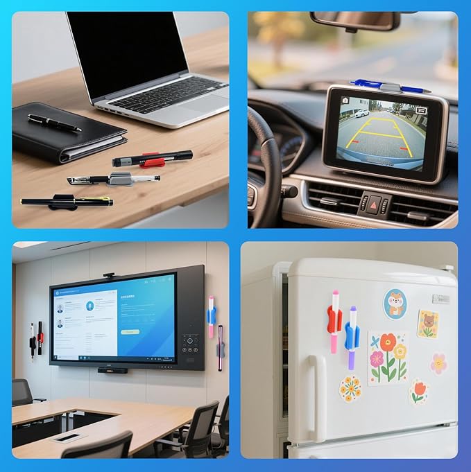 SameTech 10 Pack Adhesive Silicone Pen Holder Pencil Grips-Reusable Sticky Pencil Grips for Desk,Notebook,or Wall,Ergonomic Writing Aid for Kids&Adults,(Fits Pens,Pencils,Tools (black, 10pcs)