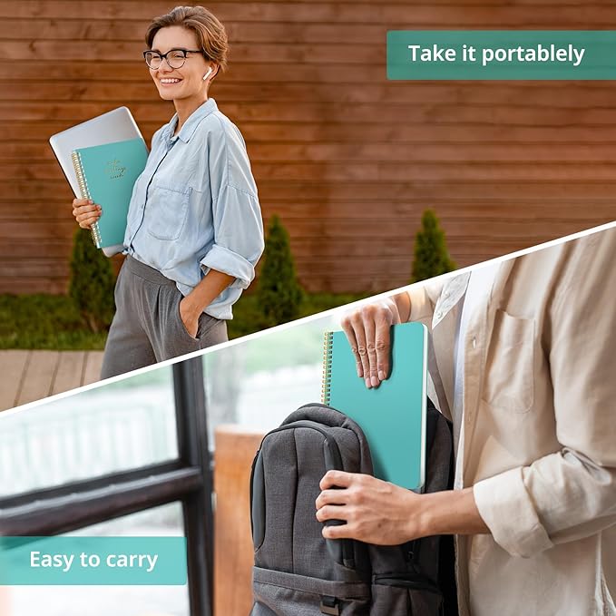 Meeting Notebook for Work Organization - Work notebook with action items, Meeting Minutes Planner Notebook, Perfect Office Supplies for Men & Women - Aquamarine