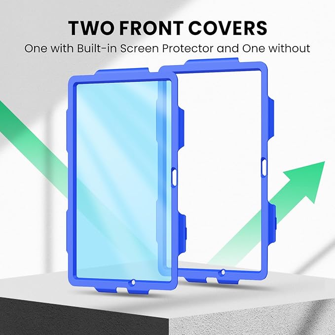 SEYMAC Case for Samsung Galaxy Tab A9+/ A9 Plus 11" (SM-X210/X216/X218), Heavy Duty Shockproof Protective Case with Screen Protector, Rotating Stand, Hand/Shoulder Strap and Pen Holder, Blue