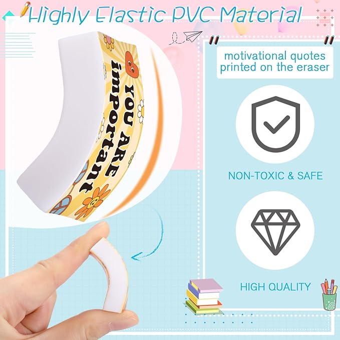 180 Pcs Inspirational Erasers for Kids Christian Pencil Erasers Bulk, Back-to-School Gifts Motivational and Cute Supplies for Students Classrooms, Drawing(Boho,Inspirational)