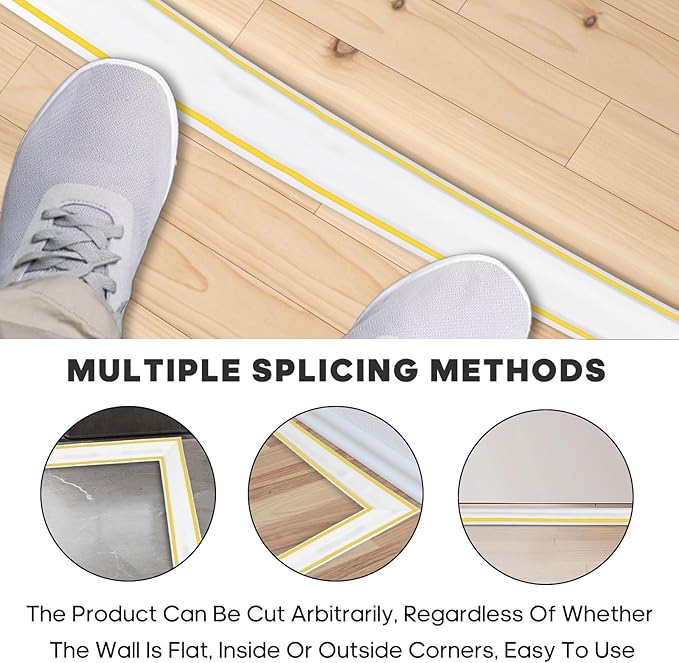 10ft Large White Floor Cord Cover, Self-2" (W) x 0.6"(H), Cable Cavity:0.8"(W) x 0.4"(H), Adhesive Power Cable Protector, Silicone Cord Protector, Cord Management, Cord Concealer and Cable Hider