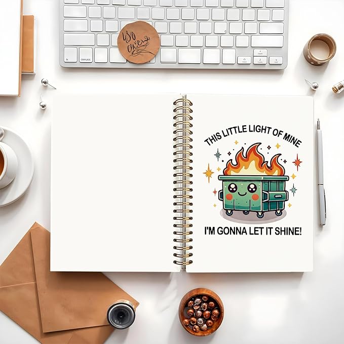 Funny Dumpster Fire Notebook Journal for Women & Men, Dumpster Fire Gifts, Funny Office Gifts for Coworkers & Friends, Spiral Notebook 5.5x8.3 Inch