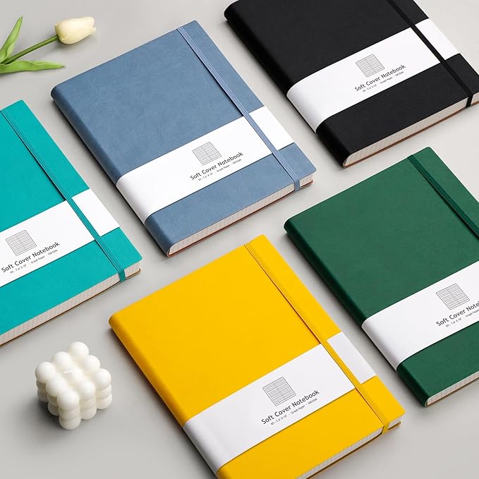 AHGXG Graph Paper Notebook - 320 Pages Grid Paper Notebook Large Journal B5, 100gsm Thick Graph Paper, Leather Softcover, Inner Pocket, 7.6'' X 10''- Cyan