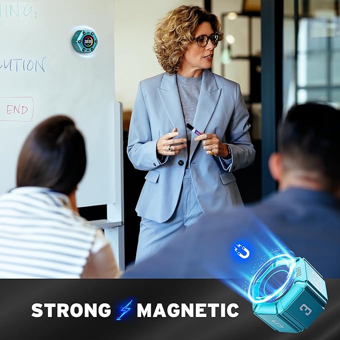 Pomodoro Timer, Magnetic Visual Timer with Flip Countdown, Silent & Alarm, Tools for Anyone, Cube Digital Timer for for Work, Kitchen Cooking, Study, 3/5/10/25/30/60min & Custom Countdown - Turquoise