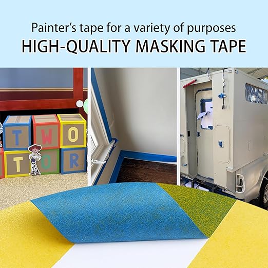 Blue Painters Tape 20rolls,1Inch x 55Yards,Blue Masking Tape,Paint Tape for Wall Painting,DIY Crafts Arts,Painter's,Decoration Labeling,No Residue, Easy Removal