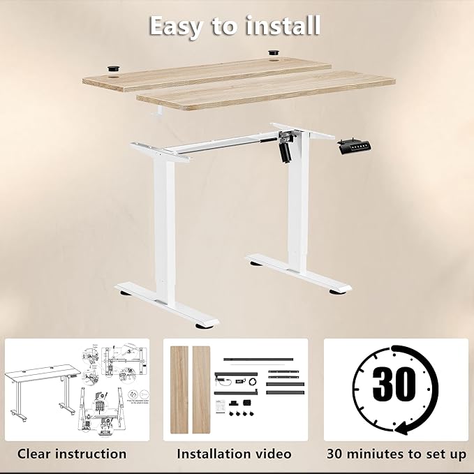 Himimi Electric Standing Desk 48 x 24 inch for Home Office,Sit-Stand Adjustable Desk with Memory Presets,Height Adjustable Desk for Gaming/Working,Free Hook, Lockable Wheels,Oak