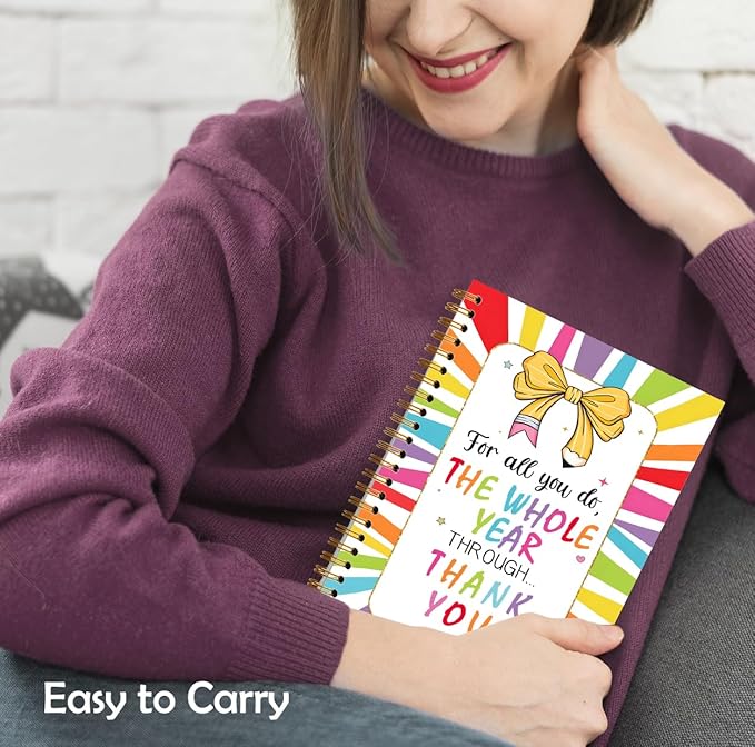 Boho Coquette Bow Teacher Notebook, Back to School Teacher Gifts Journal, Teachers Appreciation Gifts Journal, Colorful Positive Hardcover Spiral Notebooks, 5.5x8.3 Inch