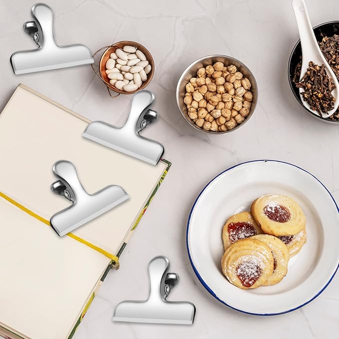 FINDMAG Chip Clips, 20 Pack Stainless Steel Chip Clips, Chip Clips Bag Clips Food Clips, Bag Clips for Food, Clips for Food Packages, Chip Bag Clips - Air Tight Seal, Heavy Duty Snack Clips,Silver