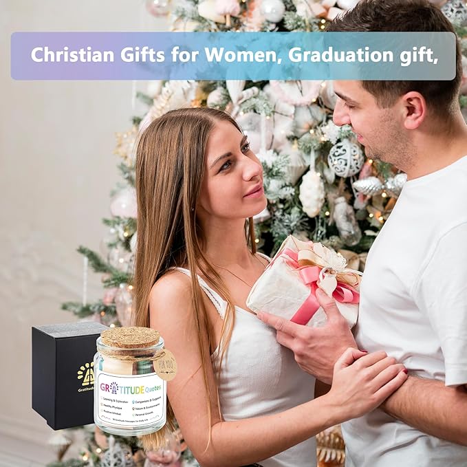 Gratitude Quotes Jar with 90 Colorful Notes, Daily Gratitude Affirmations for Thankfulness, Thanksgiving Thank You Gifts, Graduation Fathers Gifts for Dad Father Man Women Female Friends