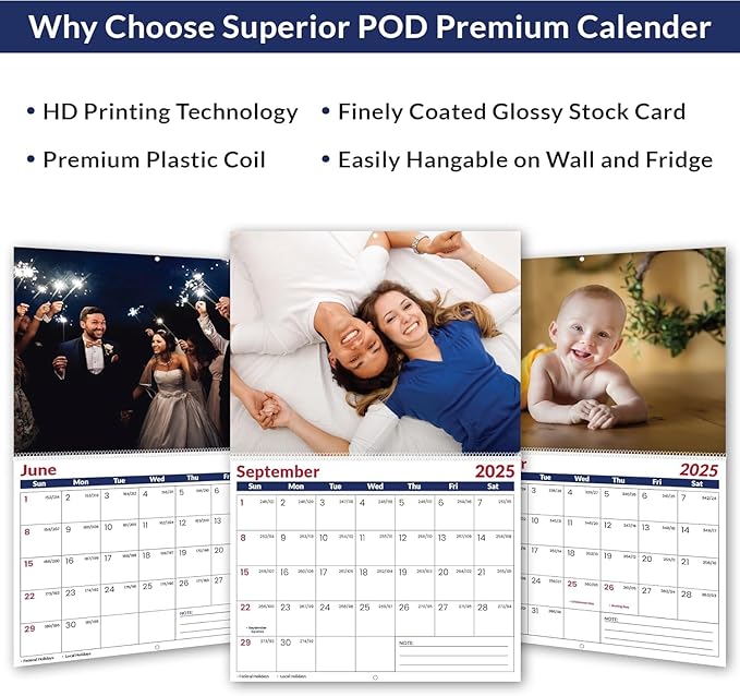 Custom Photo Wall Calendar 2026 - Personalized Family & Office Photo, Print Your 13 Memories Custom - Perfect for Parties, Birthdays & Christmas Gifts (Cover 3(11"×17"), 2 x Calendars)